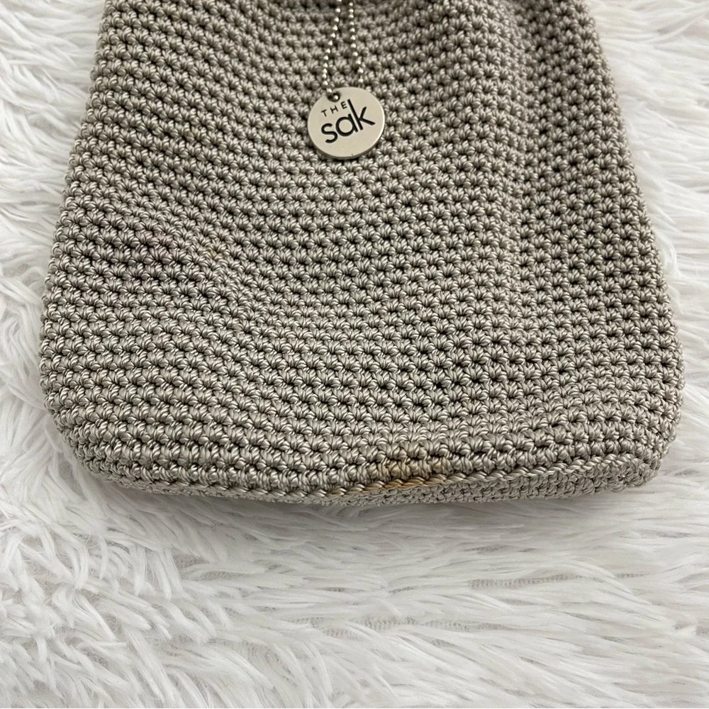 THE SAK MINI BACKPACK, GRAY/TAN COLOR. WOVEN